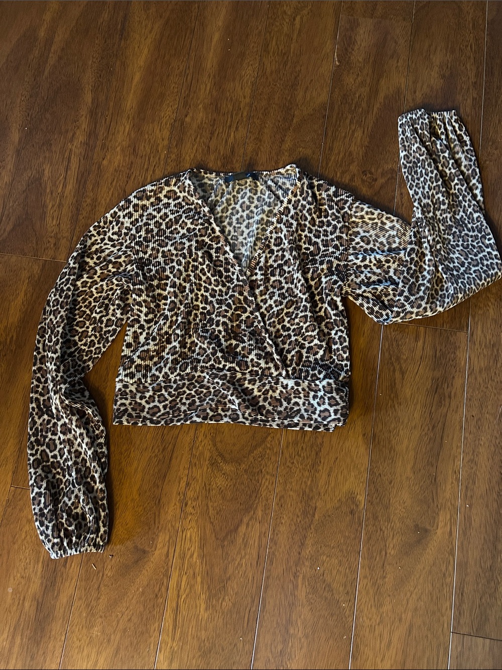 Primark Leopard Wrap Crop Top - Brown/Black